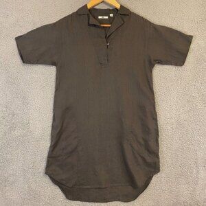 Uniqlo | Dresses | Uniqlo Linen Vneck Tunic Shirt Dress 7685 Medium  Charcoal Gray | Poshmark
